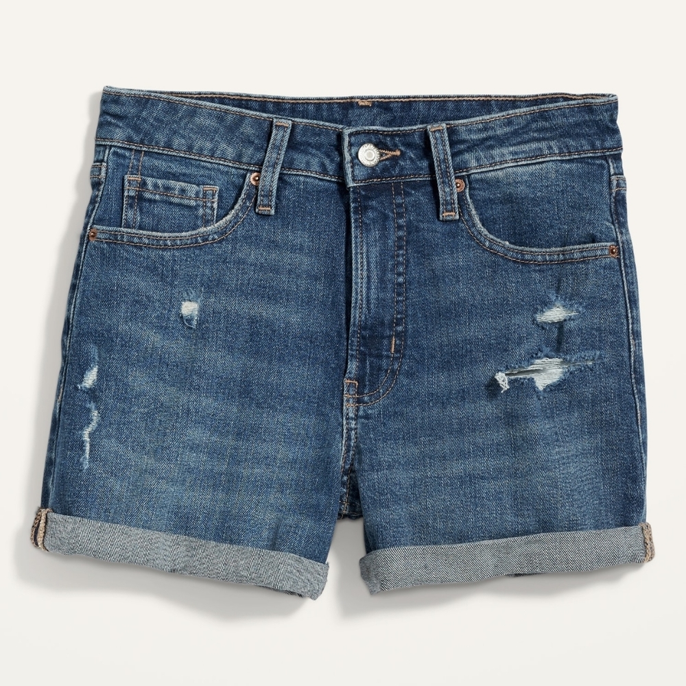 Old Navy, High-Waisted O.G. Straight Ripped Jean Shorts 3-inch inseam, Size 4